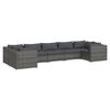vidaXL 7-delige Loungeset met kussens poly rattan grijs