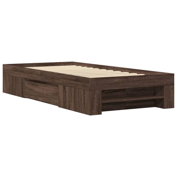 vidaXL Bedframe zonder matras bewerkt hout bruin eikenkleur 100x200 cm