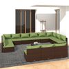 vidaXL 14-delige Loungeset met kussens poly rattan bruin