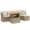 vidaXL 6-delige Loungeset met kussens poly rattan beige