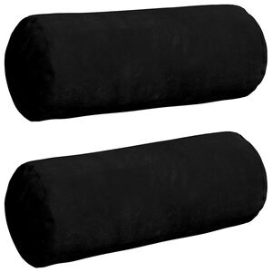vidaXL Bolster Kussens 2 stuks Zwart &Oslash; 15 x 40 cm Microvezel Stof