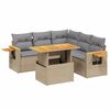 vidaXL 6-delige Loungeset met kussens poly rattan beige