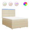 vidaXL Boxspring met matras stof cr&egrave;mekleurig 140x190 cm