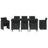 vidaXL Tuin eettafelset met kussen 9 pcs Zwart poly rattan