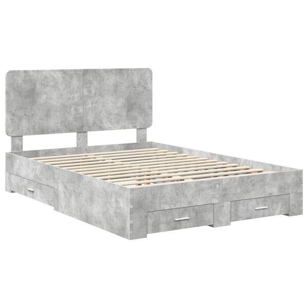 vidaXL Bedframe met hoofdeinde Beton Grijs 140 x 200 cm Bewerkt hout