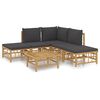 vidaXL 6-delige Loungeset met kussens bamboe donkergrijs