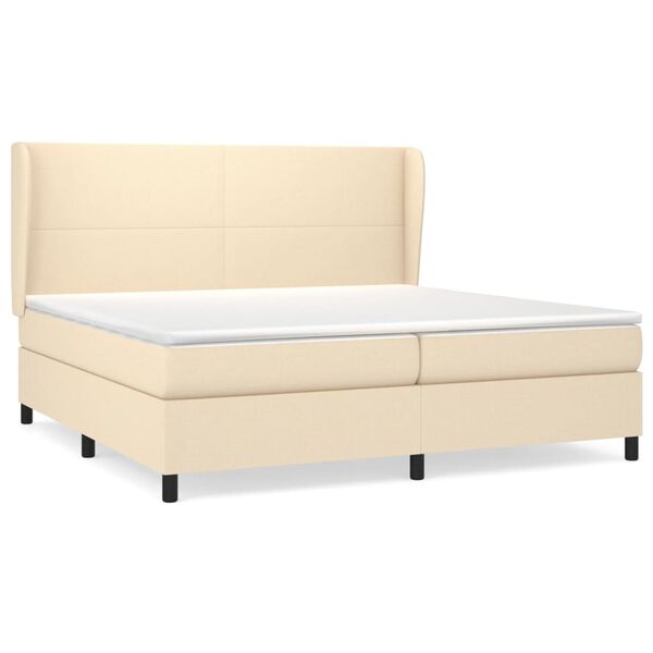 vidaXL Boxspring met matras stof cr&egrave;mekleurig 200x200 cm