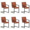 vidaXL Eetkamerstoelen 6 st echt leer bruin