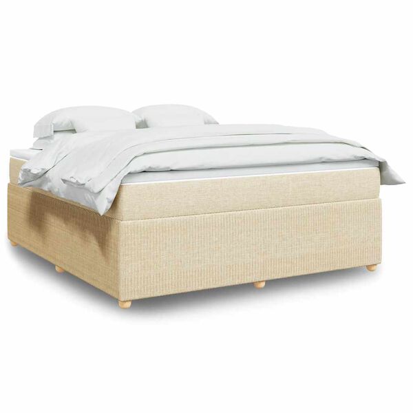 vidaXL Boxspring met matras stof crèmekleurig 180x200 cm