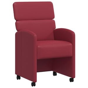 vidaXL Eetkamerstoelen met Wieltjes 2 st Kunstleer Wijnrood