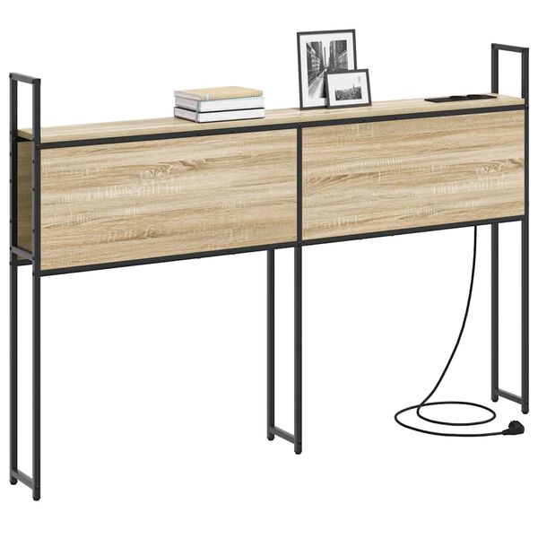 vidaXL Opberghoofdbord met Oplaadstation Sonoma eiken 123 x 15 x 98 cm