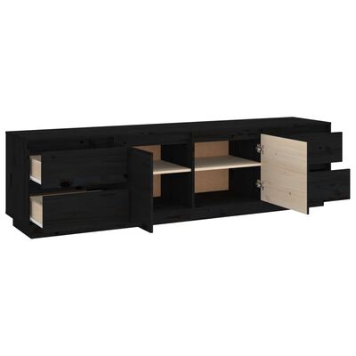 vidaXL Tv-meubel 176x37x47,5 cm massief grenenhout zwart