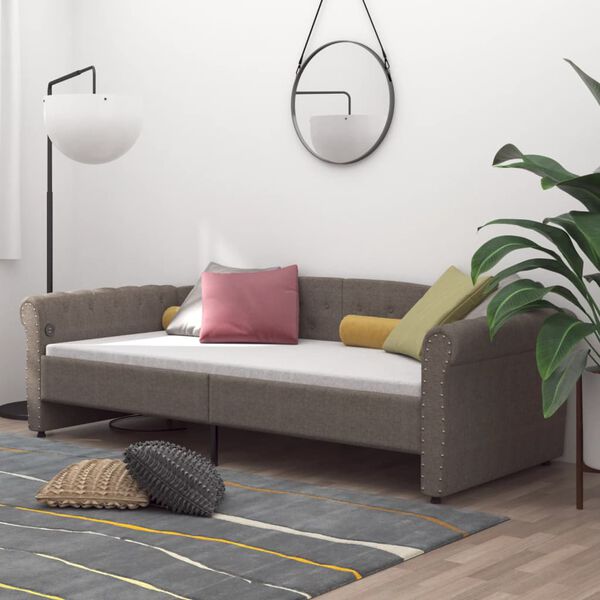vidaXL Slaapbank met matras en USB stof taupe 90x200 cm