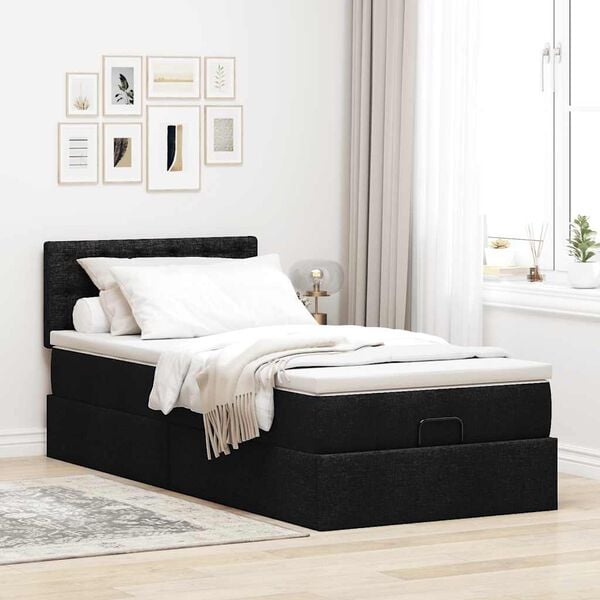 vidaXL Ottoman bed met matras 90x190cm stof zwart