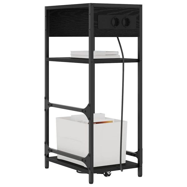 vidaXL Nachtkastje Zwart Eiken 40 x 27 x 76 cm Bewerkt hout