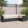 vidaXL 5-delige Loungeset met kussens poly rattan zwart