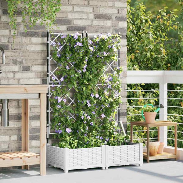 vidaXL Tuin Bloempot 2 pcs Wit 80 x 40 x 125,5 cm Staal