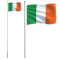 vidaXL Vlag met vlaggenmast Ierland 6,23 m aluminium
