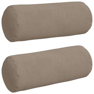 vidaXL Bolster Kussens 2 st Microvezel Stof Taupe &Oslash; 15 x 40 cm