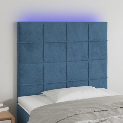 vidaXL Hoofdbord LED 80x5x118/128 cm fluweel donkerblauw