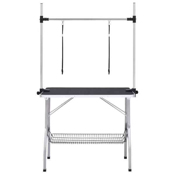 vidaXL Hondentrimtafel verstelbaar met 2 lussen en opbergschap