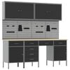 vidaXL Werk kast met lade 10 st Zwart Engineered hout en staal
