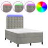 vidaXL Boxspring met matras en LED fluweel lichtgrijs 120x190 cm