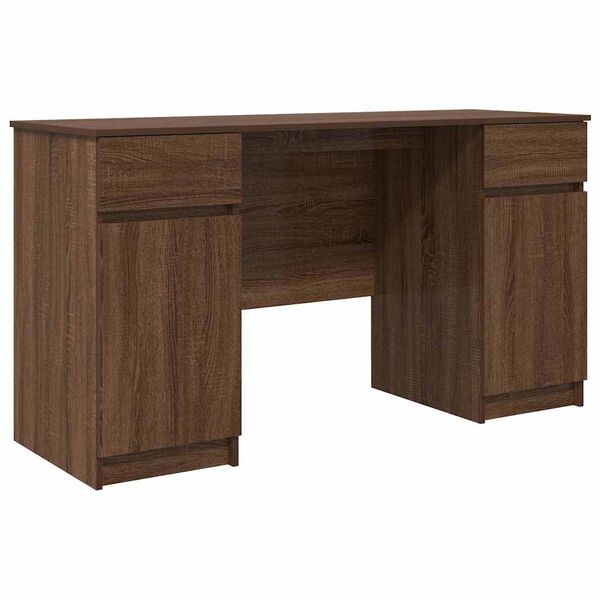 vidaXL Bureau met lade bruin eikenkleur 140 x 49 x 76 cm Bewerkt hout