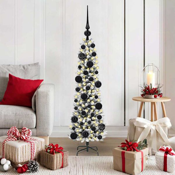vidaXL Kunstkerstboom Groen en wit 120 cm PVC en Metaal en Plastic