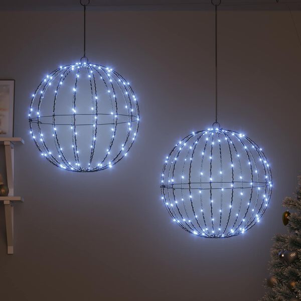 vidaXL Bal met 320 LED 2 pcs Koudwit 50,5 x 50,5 x 52 cm Metaal