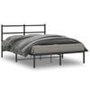 vidaXL Bedframe met hoofdbord metaal zwart 135x190 cm