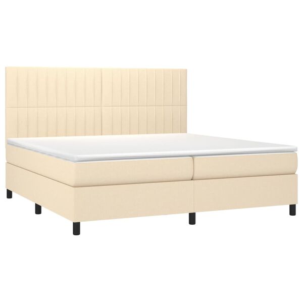 vidaXL Boxspring met matras stof cr&egrave;mekleurig 200x200 cm