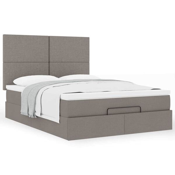 vidaXL Ottoman bed met matras 140x200cm stof taupe