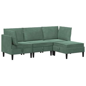 vidaXL Woonkamer Meubelset met kussen 4 pcs Zeegroen Fluweel