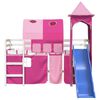 vidaXL Kinderhoogslaper met toren 90x190 cm massief grenenhout roze