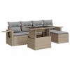 vidaXL 6-delige Loungeset met kussens poly rattan beige
