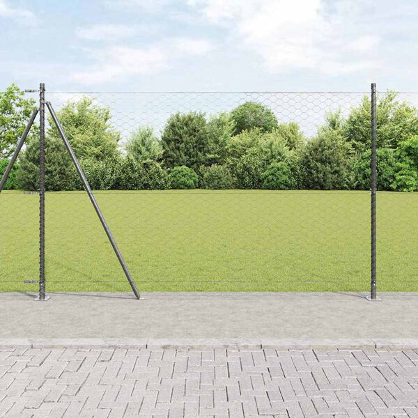 vidaXL Afrasteringspaal Grijs 25 x 1,5 m (50 mm gaas) Staal