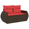 vidaXL 7-delige Loungeset met kussens poly rattan bruin
