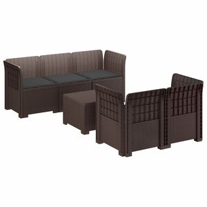 vidaXL 5-Zits Tuin Sofa met Kussens Rattan Look PP Bruin