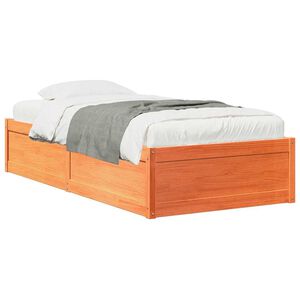vidaXL Bedframe zonder matras massief grenenhout wasbruin 100x200 cm