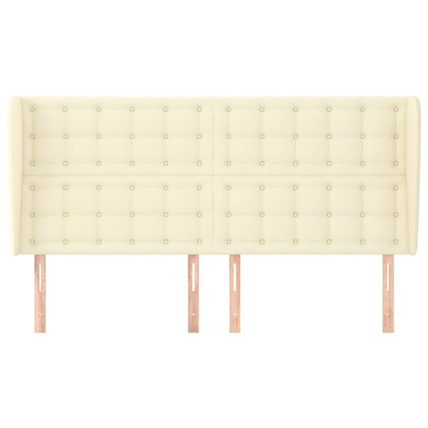 vidaXL Hoofdbord met randen 163x23x118/128 cm kunstleer cr&egrave;mekleurig