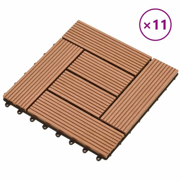 vidaXL Terras Tegel 11 pcs Bruin 30 x 30 cm WPC