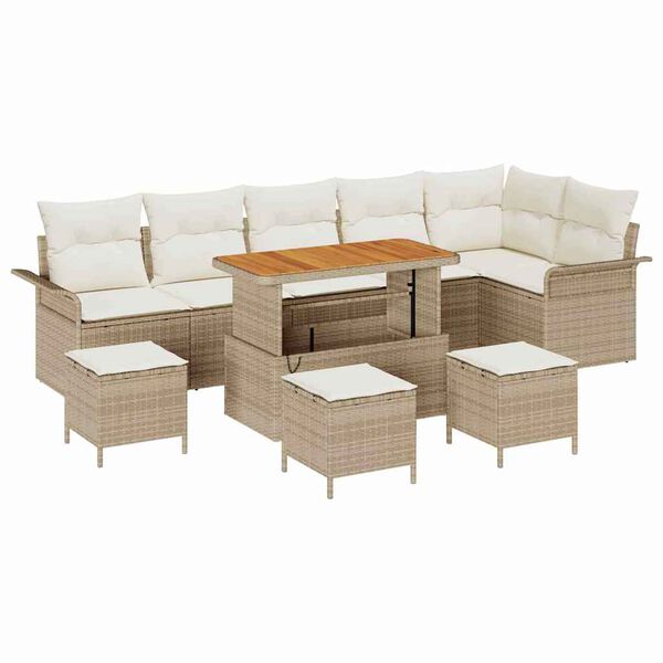 vidaXL Tuin Sofa Set met kussen met opslag 10 pcs Beige en Cr&egrave;me