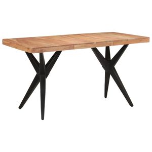 vidaXL Eettafel 140x70x76 cm massief acaciahout zwart