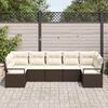 vidaXL Tuinbankenset met kussen 7 pcs Bruin en wit poly rattan