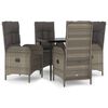vidaXL 5-delige Tuinset met kussens poly rattan zwart en grijs