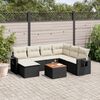 vidaXL 8-delige Loungeset met kussens poly rattan zwart