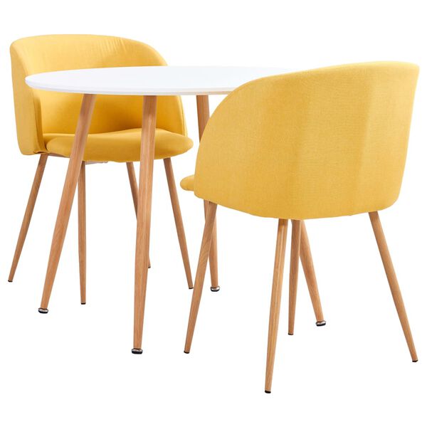 vidaXL 3-delige Eethoek stof geel