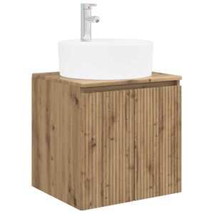 vidaXL Wandgemonteerde wastafelmeubel Artisanaal eiken