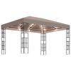 vidaXL Prieel met LED-lichtslinger 4x3 m taupe